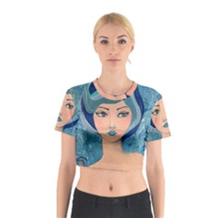 Blue Girl Cotton Crop Top by CKArtCreations