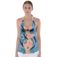 Blue Girl Babydoll Tankini Top by CKArtCreations