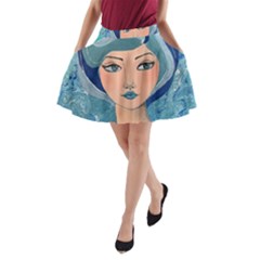 Blue Girl A-line Pocket Skirt by CKArtCreations