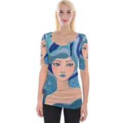 Blue Girl Wide Neckline Tee