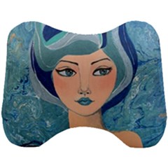 Blue Girl Head Support Cushion by CKArtCreations