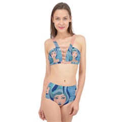 Blue Girl Cage Up Bikini Set by CKArtCreations