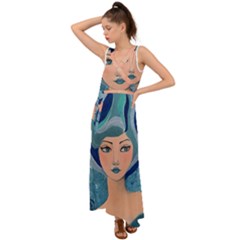 Blue Girl V-neck Chiffon Maxi Dress by CKArtCreations
