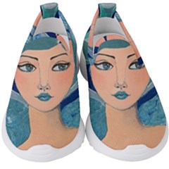 Blue Girl Kids  Slip On Sneakers by CKArtCreations