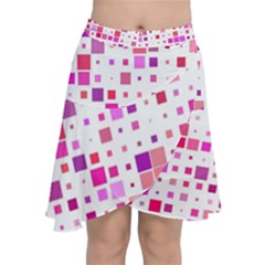 Background Square Pattern Colorful Chiffon Wrap Front Skirt