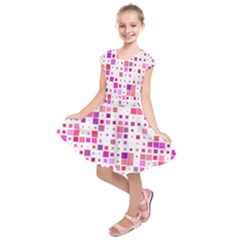 Background Square Pattern Colorful Kids  Short Sleeve Dress by Simbadda