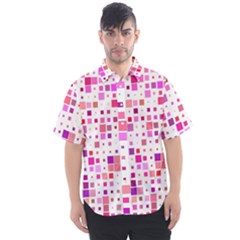 Background Square Pattern Colorful Men s Short Sleeve Shirt