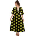 Pattern Yellow Stars Black Background Kimono Sleeve Boho Dress View2