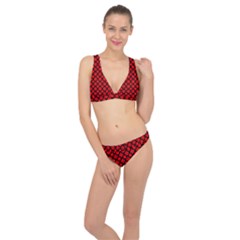 Pattern Red Black Texture Cross Classic Banded Bikini Set  by Simbadda