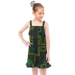 Seamless Pattern Texture Background Curcuit Kids  Overall Dress by Simbadda