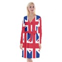 UK Flag Long Sleeve Velvet Front Wrap Dress View1