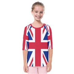 UK Flag Union Jack Kids  Quarter Sleeve Raglan Tee