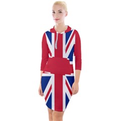 UK Flag Union Jack Quarter Sleeve Hood Bodycon Dress