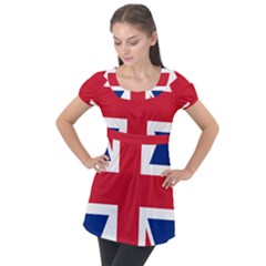 UK Flag Union Jack Puff Sleeve Tunic Top