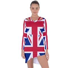 UK Flag Union Jack Asymmetric Cut-Out Shift Dress