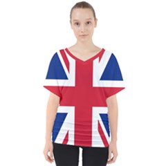 UK Flag Union Jack V-Neck Dolman Drape Top