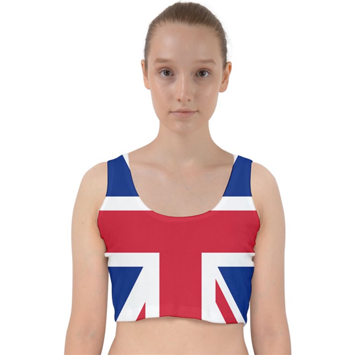 UK Flag Union Jack Velvet Racer Back Crop Top