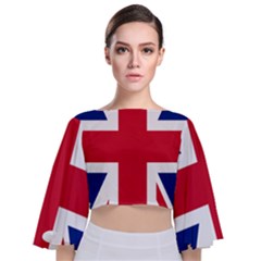 UK Flag Union Jack Tie Back Butterfly Sleeve Chiffon Top