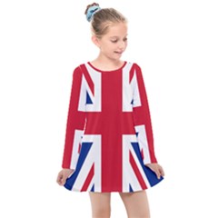 UK Flag Union Jack Kids  Long Sleeve Dress