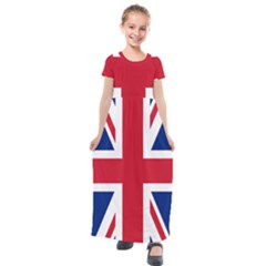 UK Flag Union Jack Kids  Short Sleeve Maxi Dress