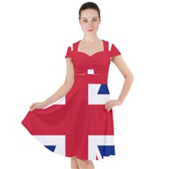 UK Flag Union Jack Cap Sleeve Midi Dress