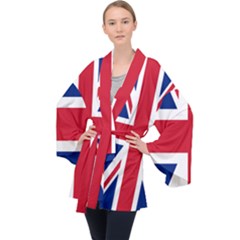 UK Flag Union Jack Long Sleeve Velvet Kimono 