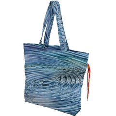 Wave Concentric Waves Circles Water Drawstring Tote Bag by Alisyart