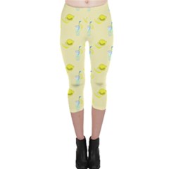 Lemonade Polkadots Capri Leggings  by bloomingvinedesign