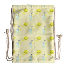 Lemonade Polkadots Drawstring Bag (large) by bloomingvinedesign
