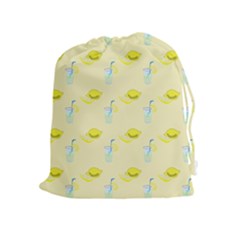 Lemonade Polkadots Drawstring Pouch (xl) by bloomingvinedesign