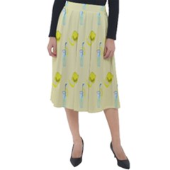 Lemonade Polkadots Classic Velour Midi Skirt  by bloomingvinedesign