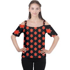 Flower Pattern Pattern Texture Cutout Shoulder Tee