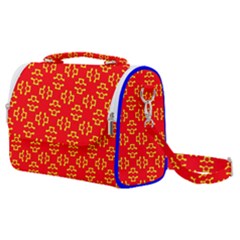 Red Background Yellow Shapes Satchel Shoulder Bag