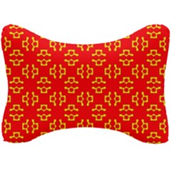 Red Background Yellow Shapes Seat Head Rest Cushion