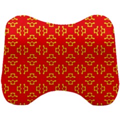 Red Background Yellow Shapes Head Support Cushion