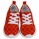 Red Background Yellow Shapes Kids  Lightweight Sports Shoes View1
