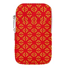 Red Background Yellow Shapes Waist Pouch (Small)