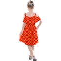 Red Background Yellow Shapes Kids  Cut Out Shoulders Chiffon Dress View2