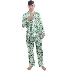 Background Texture Dots Pattern Men s Satin Pajamas Long Pants Set