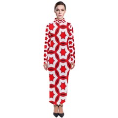 Pattern Red White Texture Seamless Turtleneck Maxi Dress by Simbadda