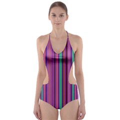 Stripes Wallpaper Texture Cut-out One Piece Swimsuit by Simbadda