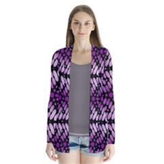 Pattern Purple Seamless Design Drape Collar Cardigan