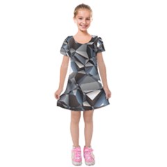Triangles Polygon Color Silver Uni Kids  Short Sleeve Velvet Dress