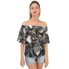 Triangles Polygon Color Silver Uni Off Shoulder Short Sleeve Top by Simbadda