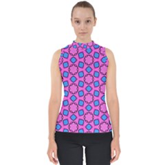 Pattern Pink Stars Texture Seamless Mock Neck Shell Top by Simbadda