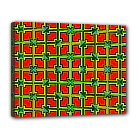 Pattern Modern Texture Seamless Red Yellow Green Canvas 14  X 11  (stretched) by Simbadda