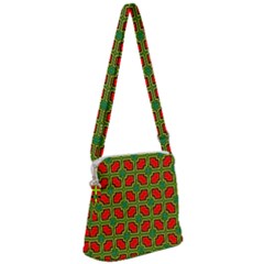 Pattern Modern Texture Seamless Red Yellow Green Zipper Messenger Bag by Simbadda