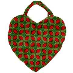 Pattern Modern Texture Seamless Red Yellow Green Giant Heart Shaped Tote by Simbadda
