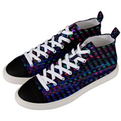 Stripes Background Black Colorful Men s Mid-top Canvas Sneakers by Simbadda