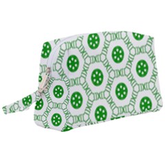 White Background Green Shapes Wristlet Pouch Bag (large) by Simbadda